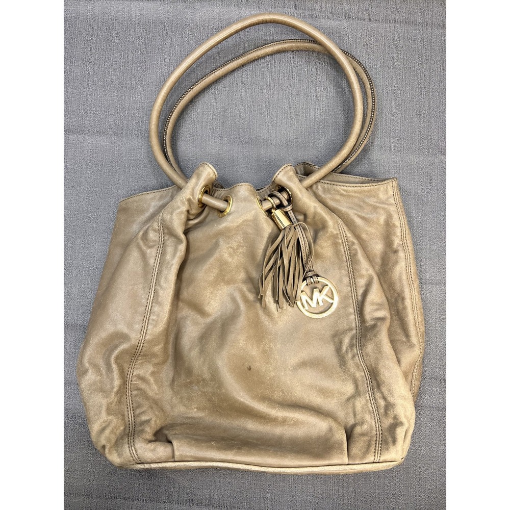 Michael Kors Gold Ring‎ Tote Shoulder Bag Taupe READ